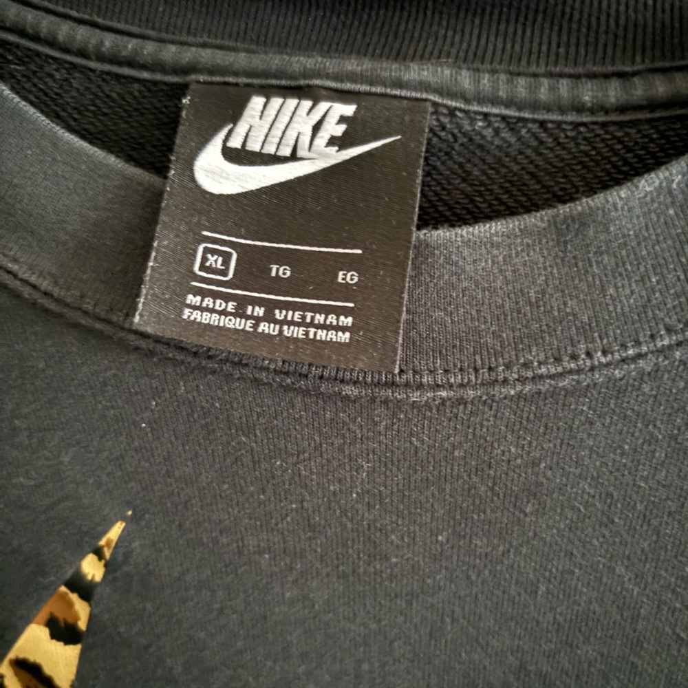 Nike Black Crewneck with Leopard-Print Swoosh - Picture 3 of 3